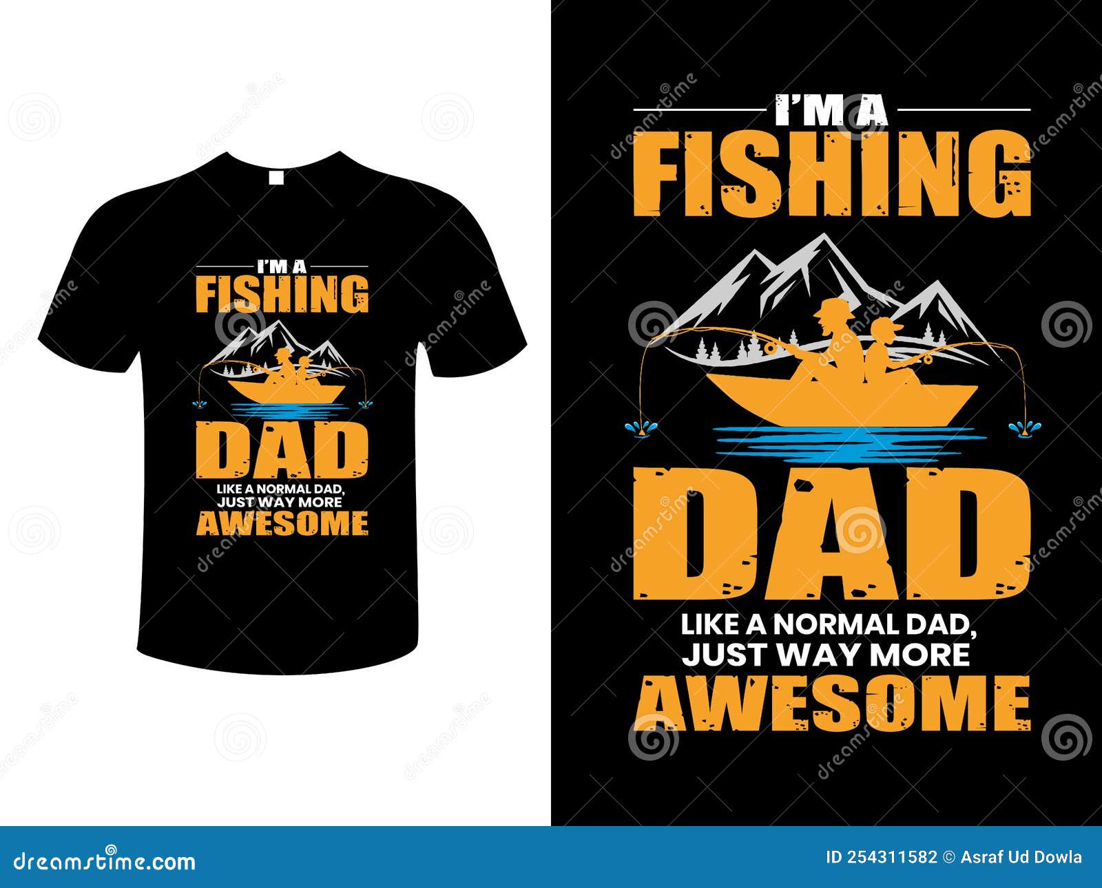 Fishing Typography TShirt Design Vector Illustration Template Stock