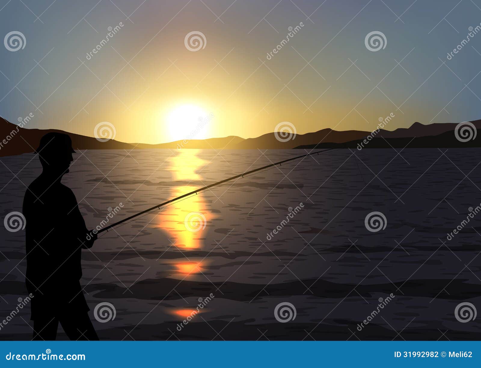 Download Fishing stock vector. Illustration of sunset, sport ...