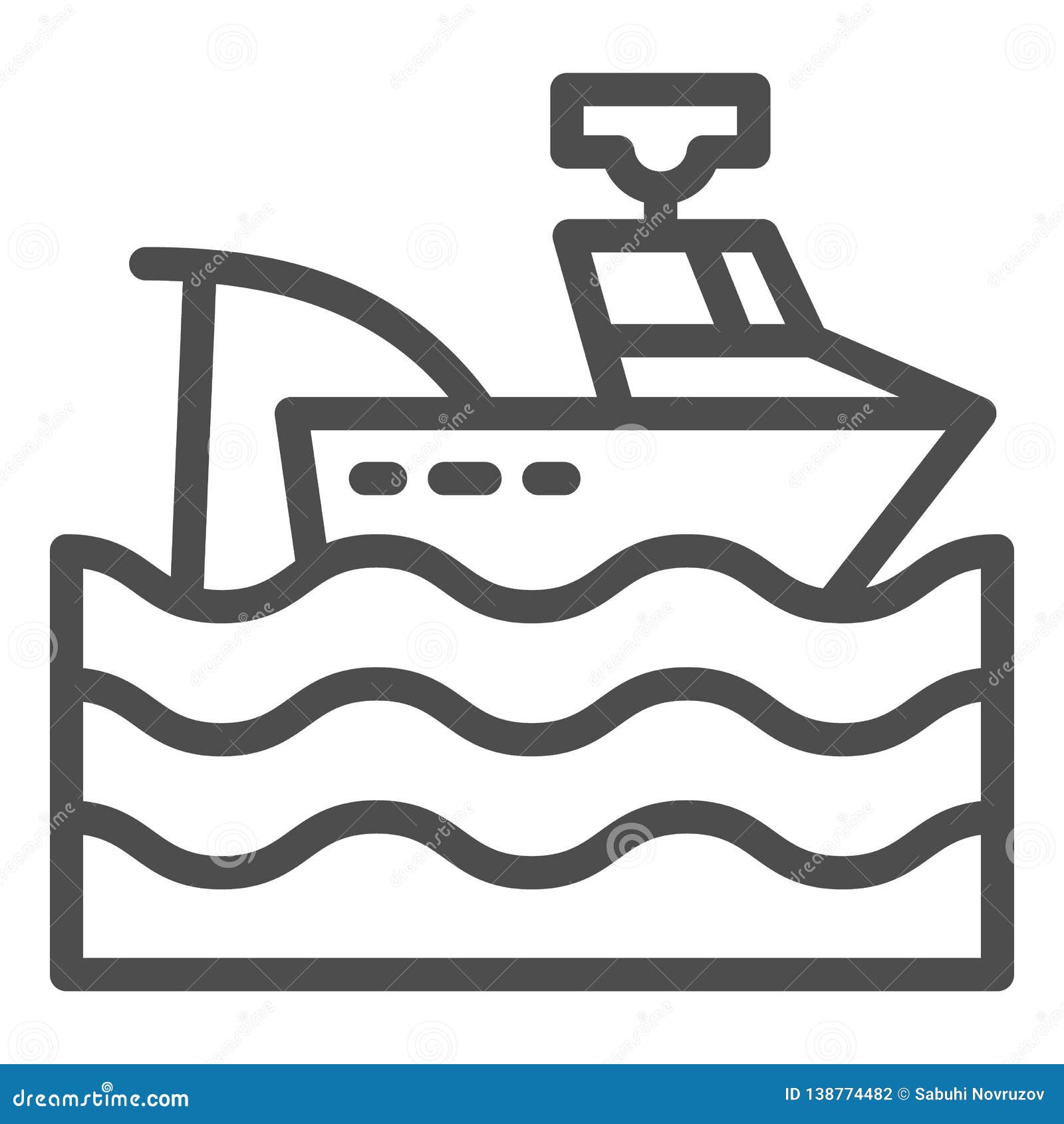 Download Fishing Vessel Line Icon. Fishing Boat Vector Illustration ...