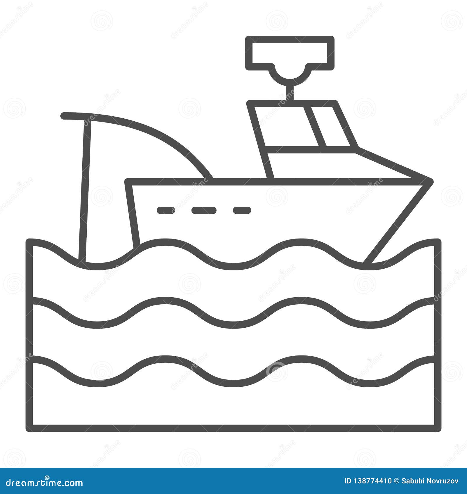 Download Fishing Vessel Thin Line Icon. Fishing Boat Vector Illustration Isolated On White. Trawler ...