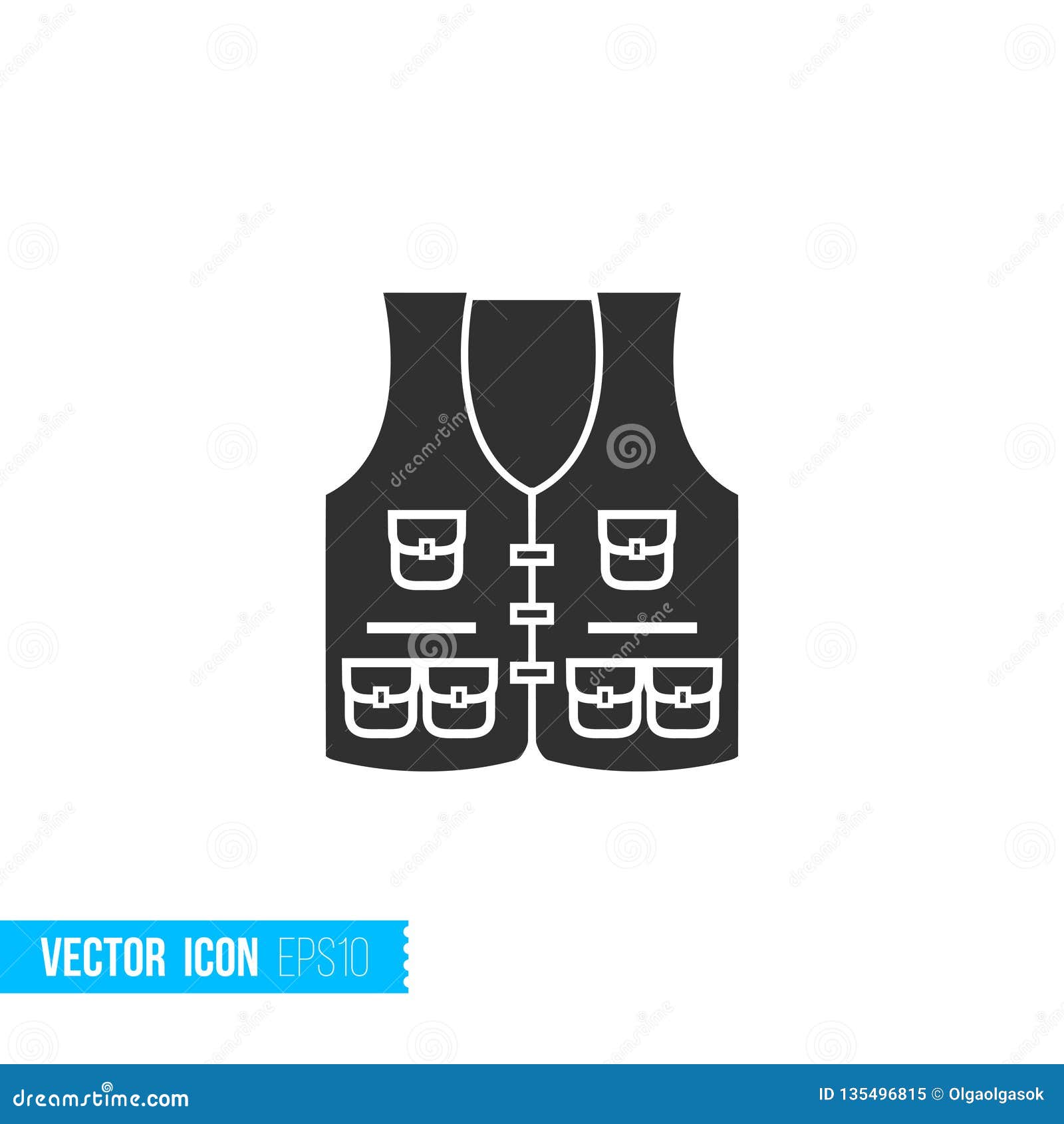 Download Fishing Vest Icon In Silhouette Flat Style Isolated On ...