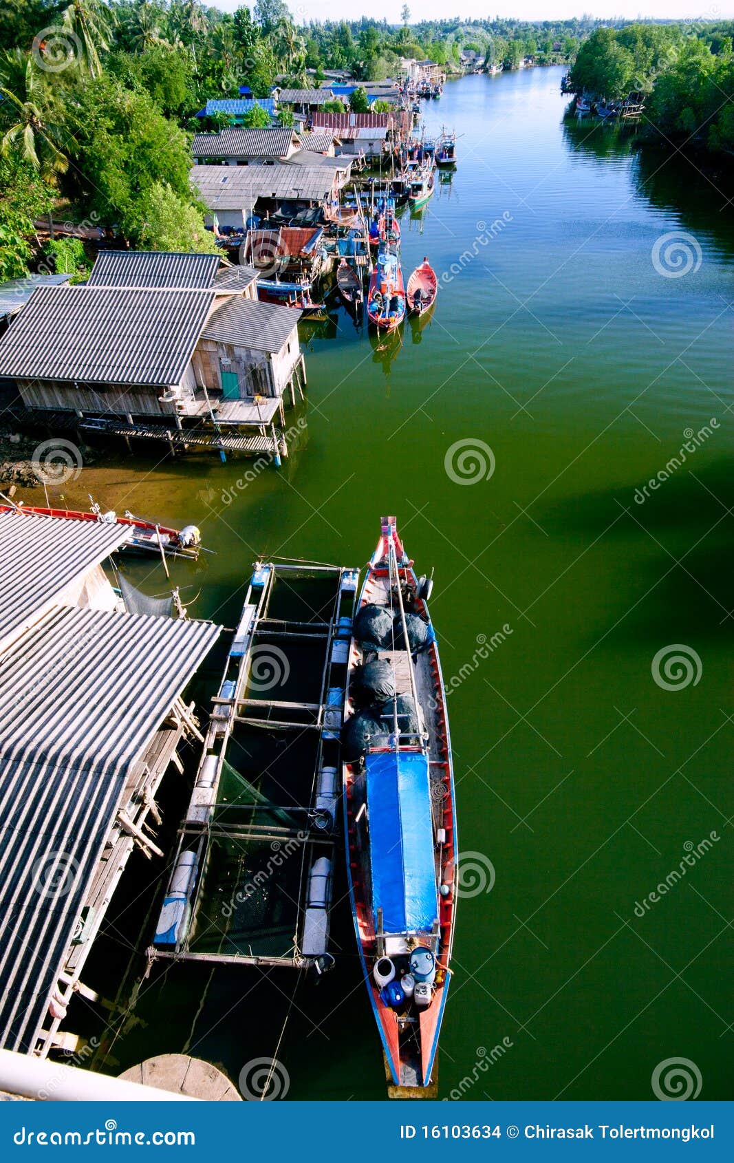 Fishing village. stock photo. Image of clouds, asian 16103634