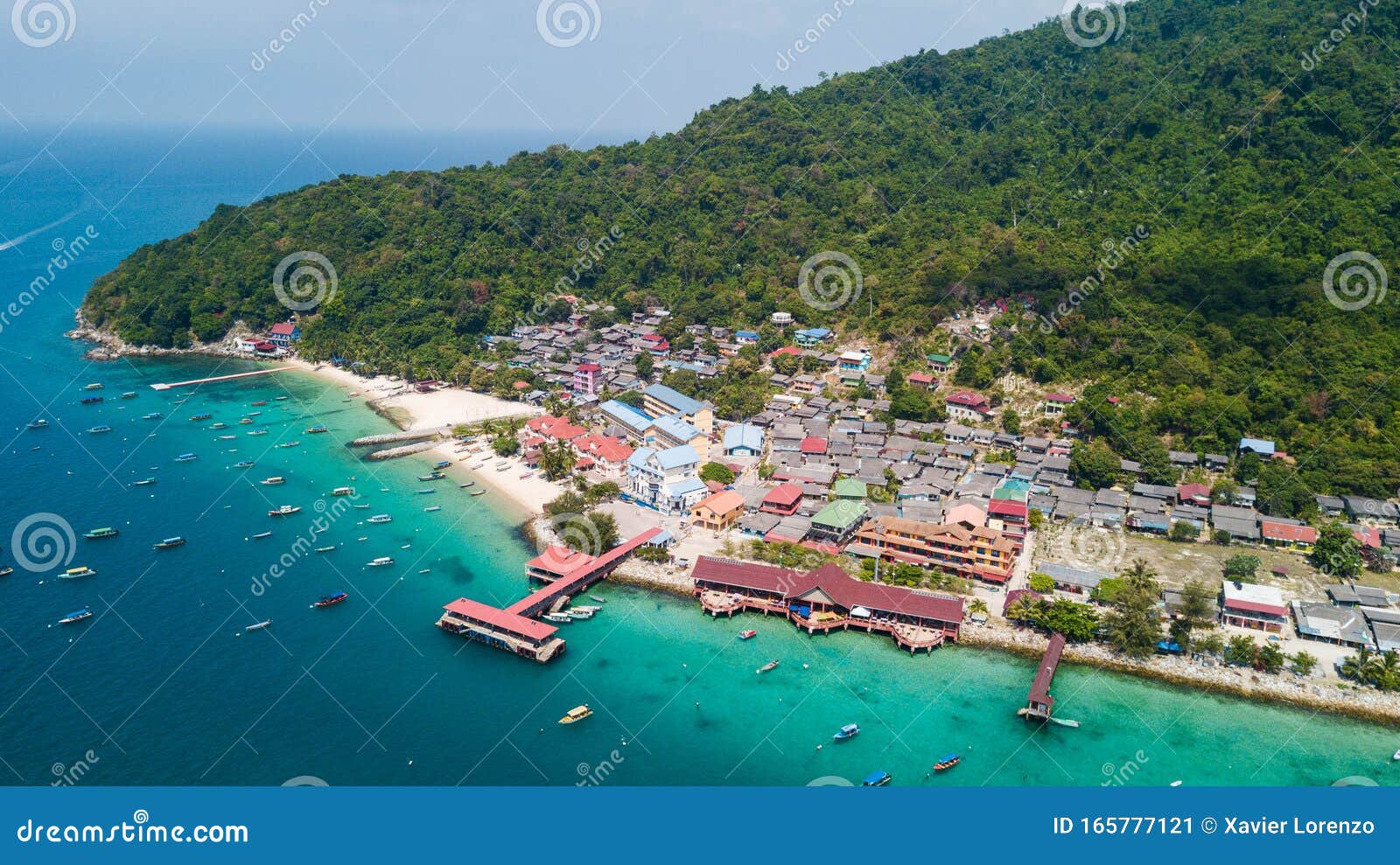 aerial view of fishing village in perhentian kecil, malaysia