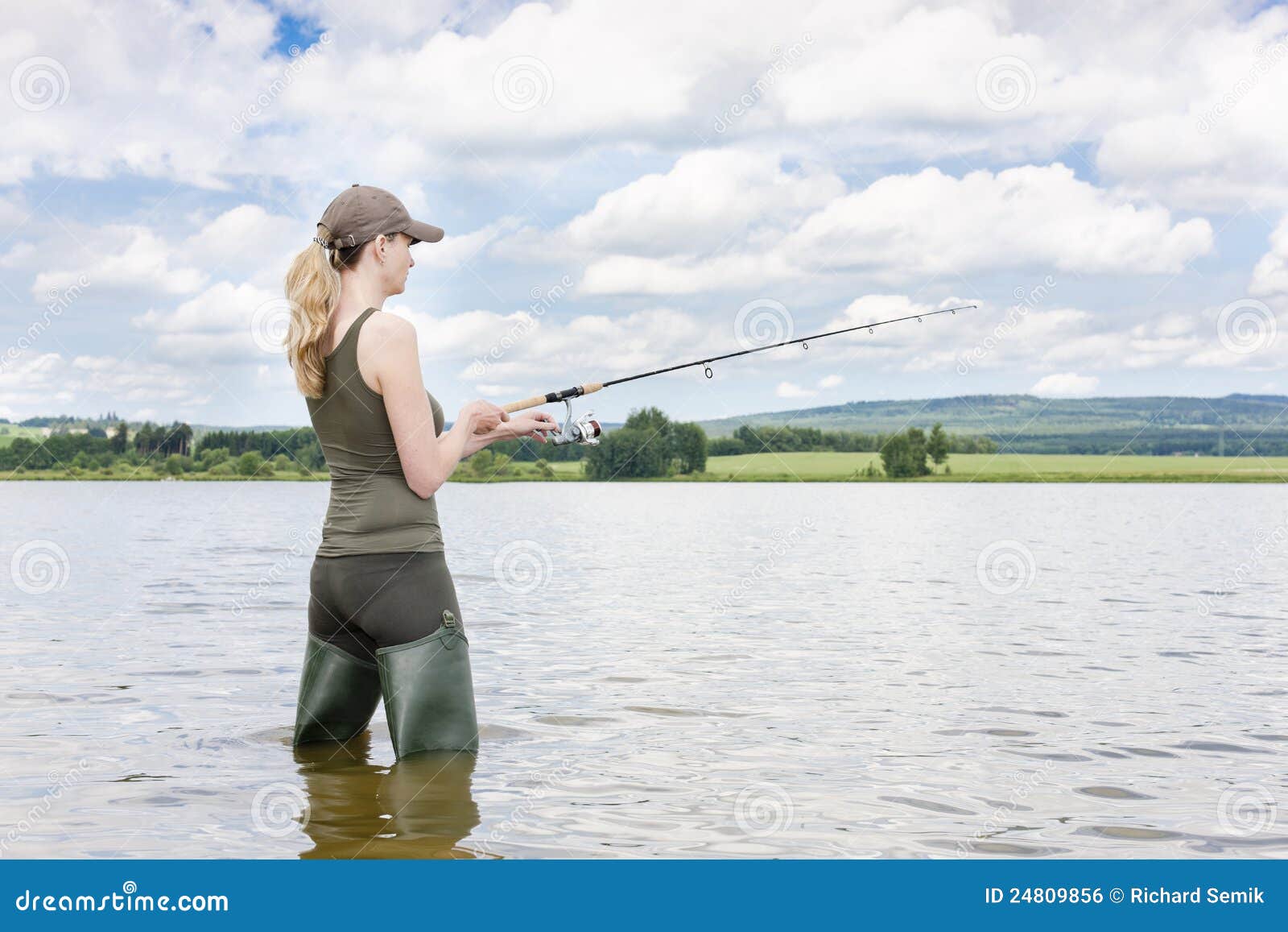 Fishing woman stock photo. Image of relax, summer, adult 24809856
