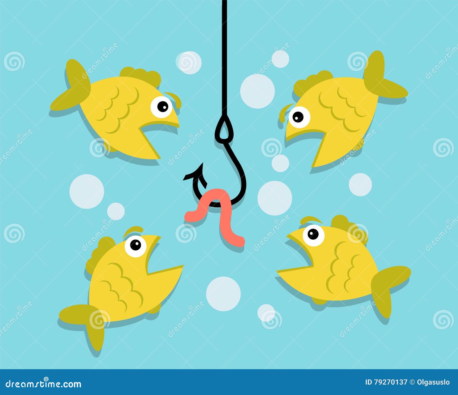 Four Fish On A Yellow Background Cartoon Vector | CartoonDealer.com ...