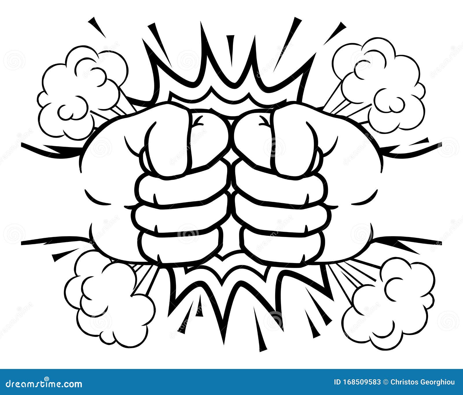 Fist Bump Explosion Hands Punch Cartoon | CartoonDealer.com #168509583
