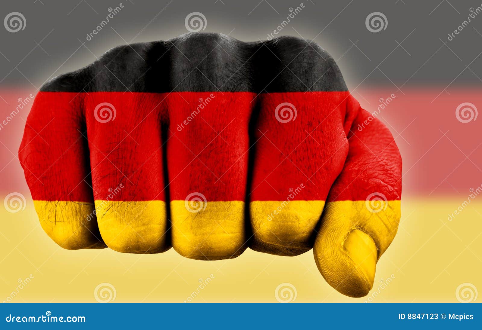 Fist with german flag stock image. Image of black, hand 8847123