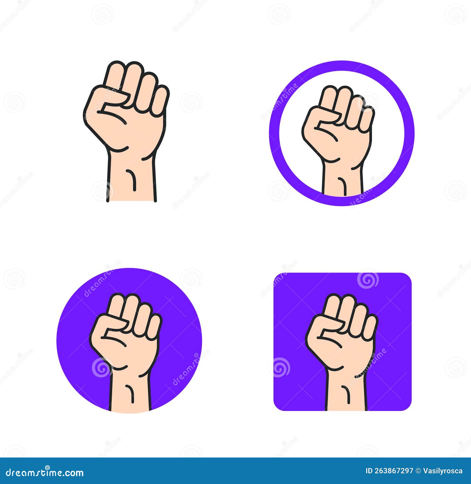 fist hand power logo. protest strong fist raised fight icon, rebel 