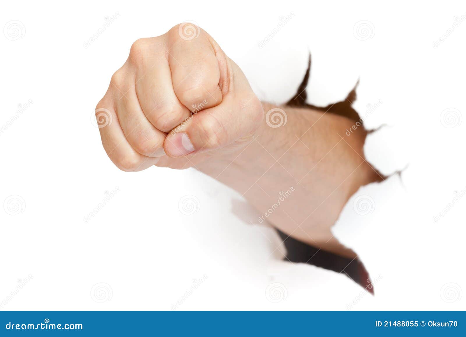 Fist punching through stock image. Image of fingers, anger 21488055