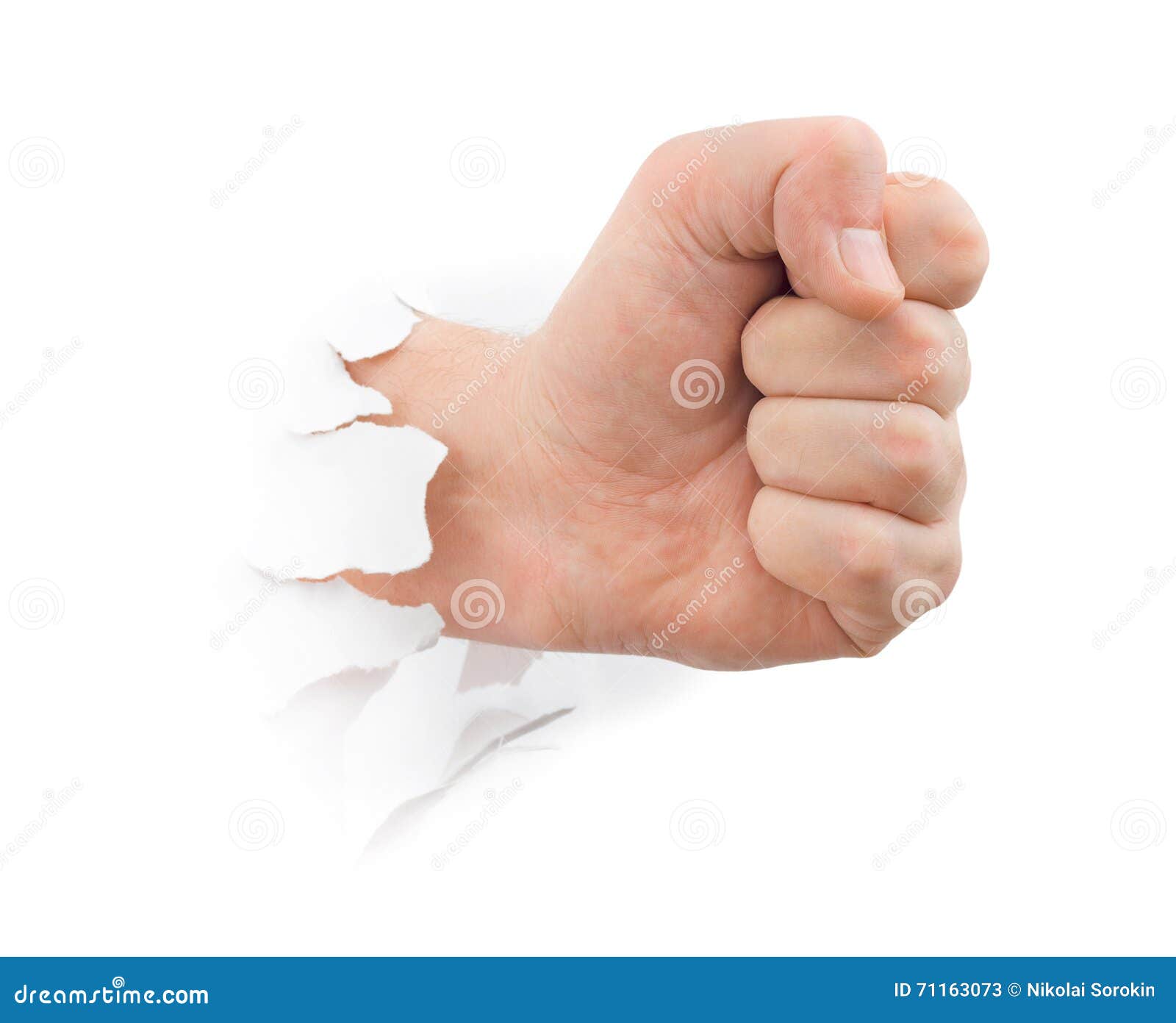 Fist punching paper stock image. Image of breaking, emotional 71163073