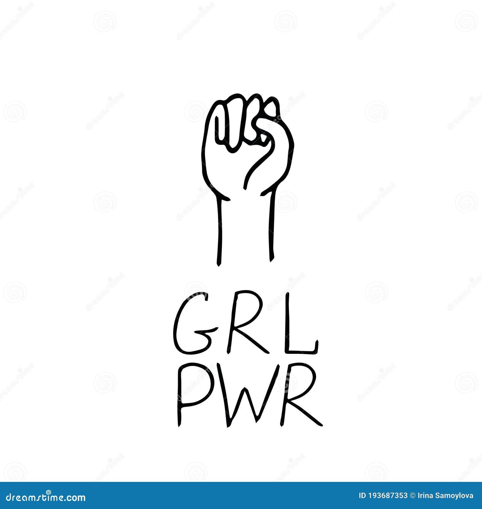 Fist Raised Up and Lettering Girl Power - Symbol and Slogan of Feminism ...