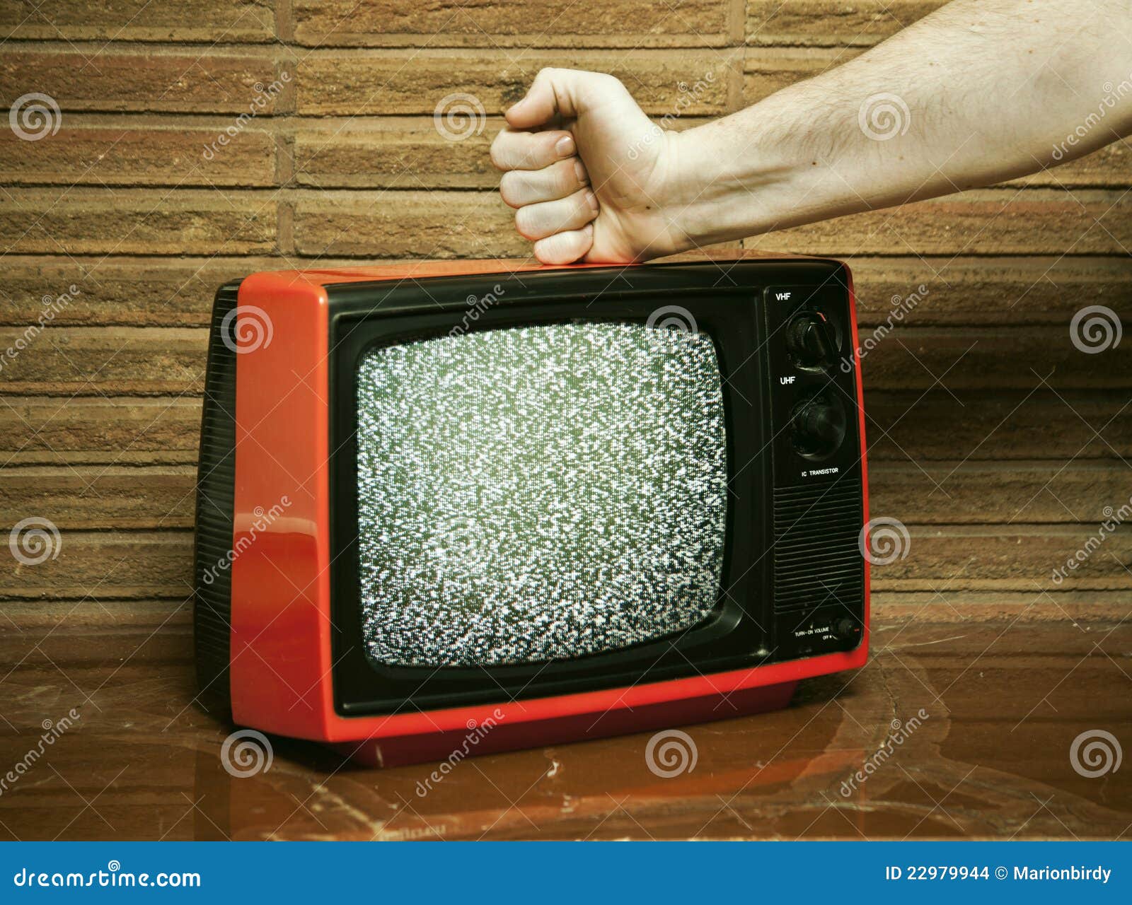 Fist smashing a TV stock photo. Image of signal, vintage 22979944