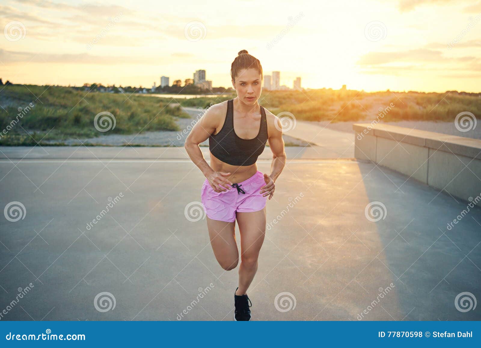 Fit Determined Young Woman Out Jogging Stock Photo Image of girl