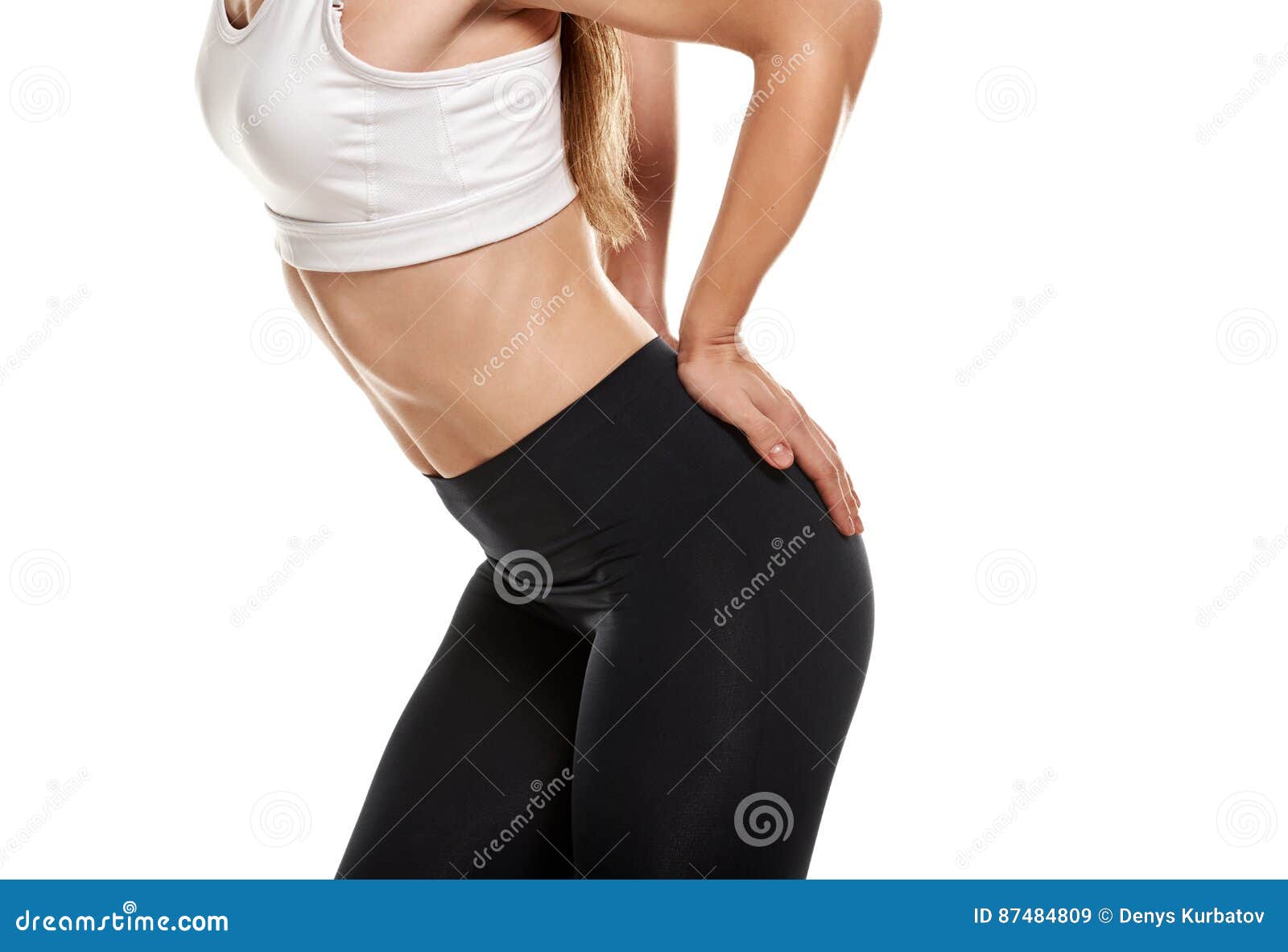 Slim Waist of Young Sporty Woman. Detail of Perfect Fit Female