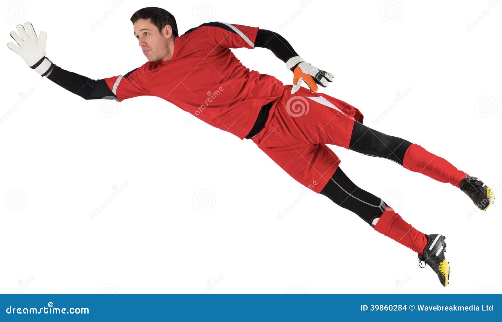 Fit goal keeper jumping up stock photo. Image of adult 39860284