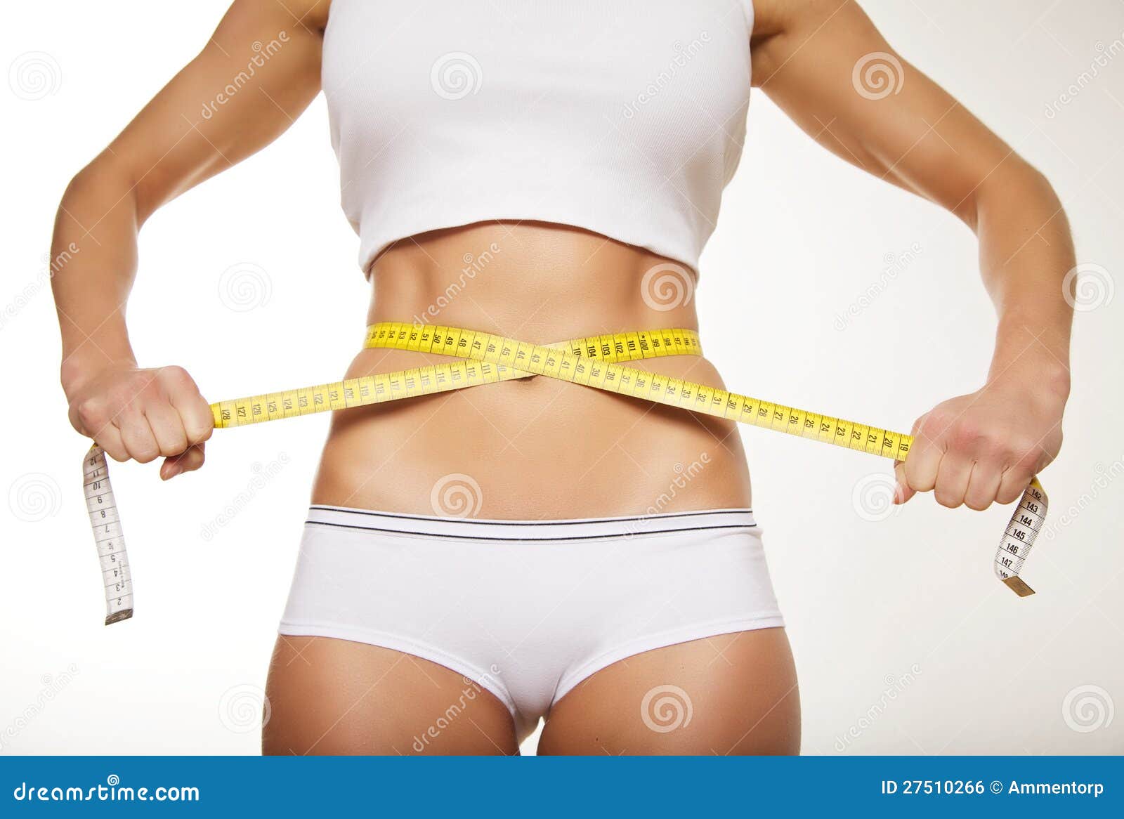 Fit Woman in Underwear with Measure Tape Stock Photo - Image of