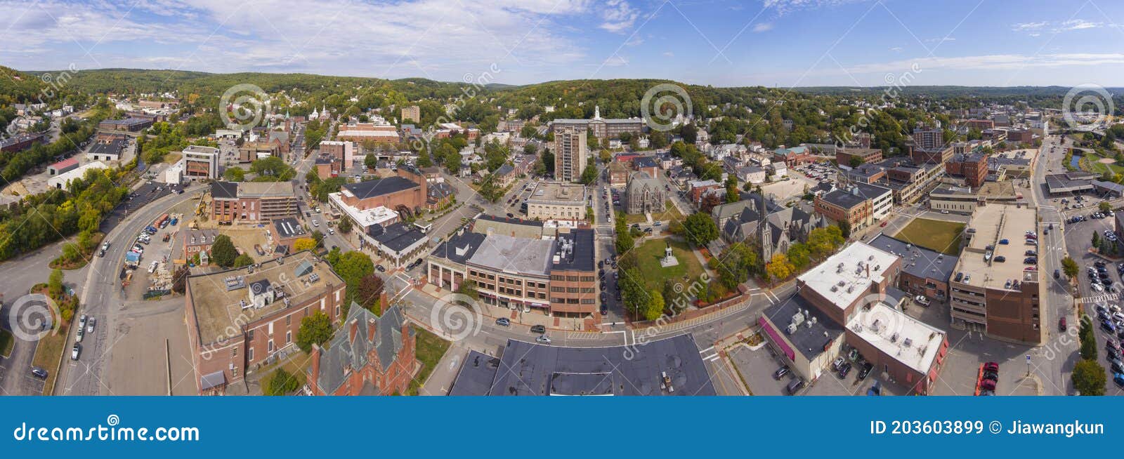 fitchburg city aerial view, fitchburg, massachusetts, usa