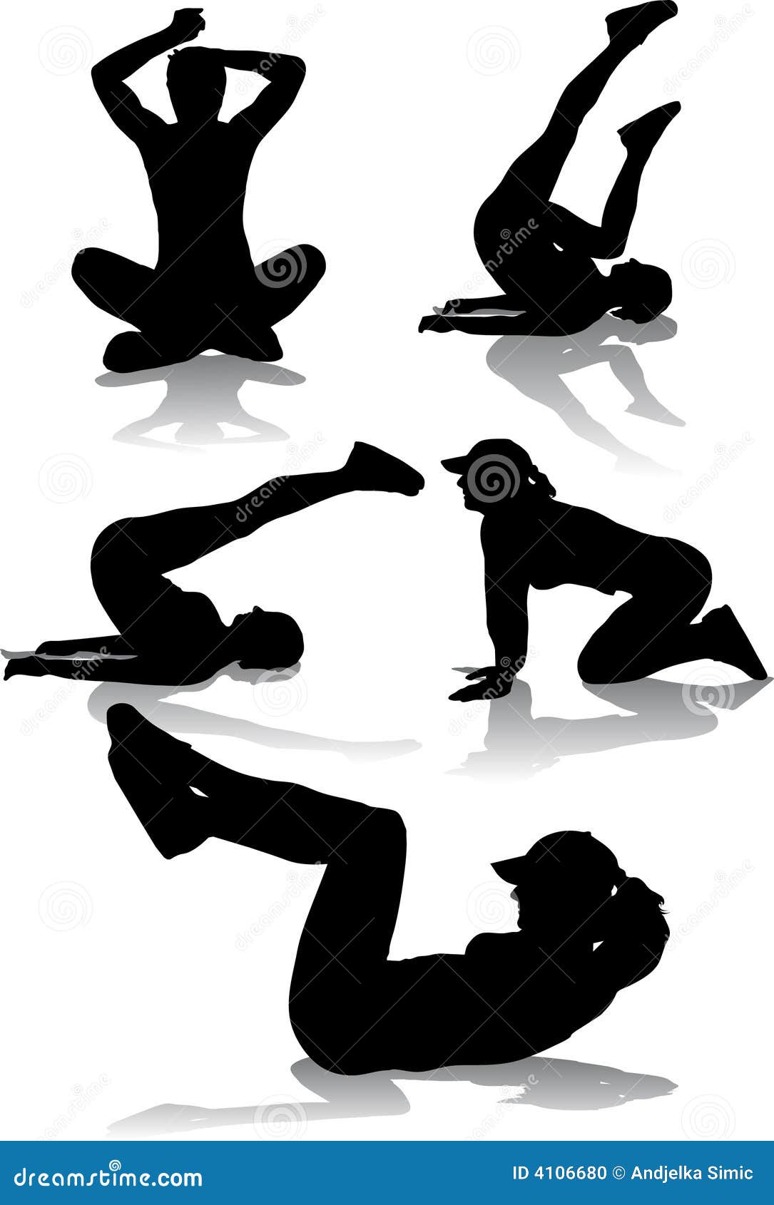 Girl doing fitness,black silhouette