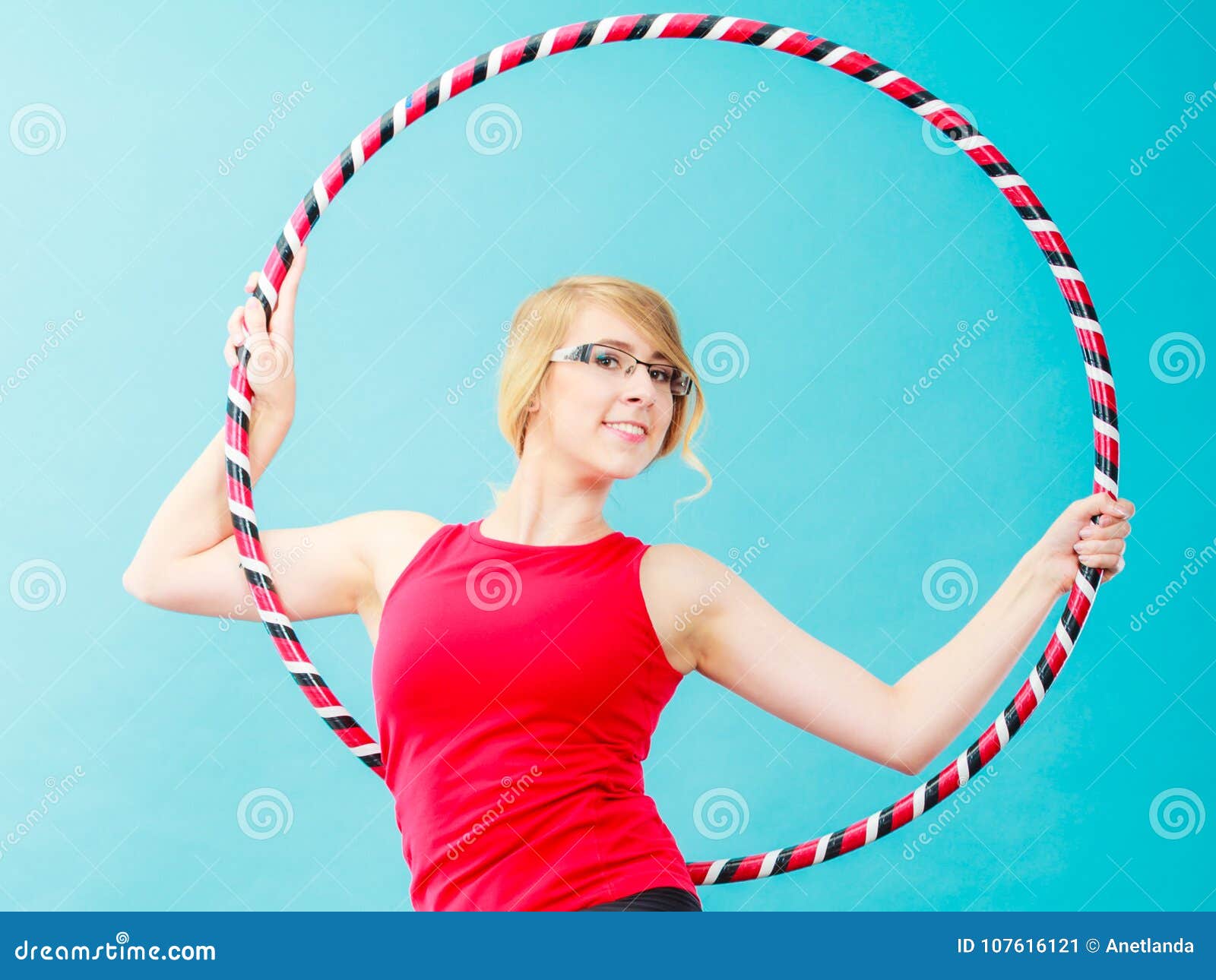 Fit Woman With Hula Hoop Doing Exercise Stock Image Image Of Body Loss 107616121 