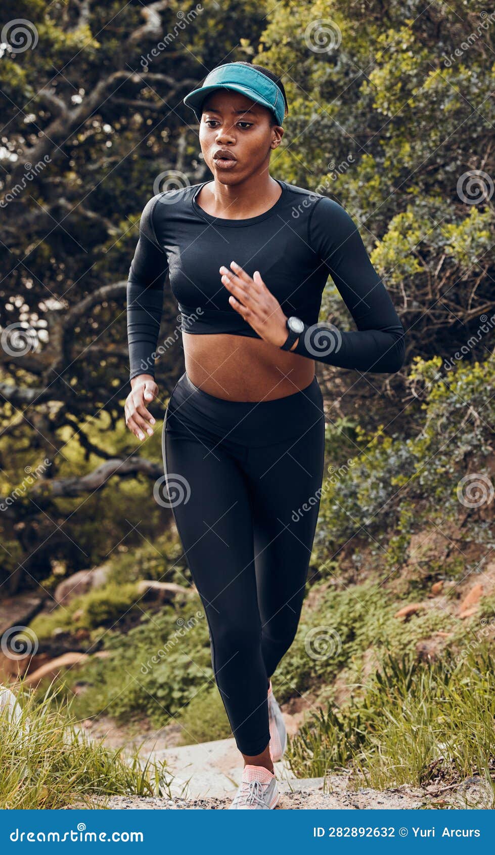 Fitness, Black Woman and Workout in Forest for Health Wellness in  Sportswear. Commitment or Exercise, Motivation or Stock Photo - Image of  wellness, happy: 282892632