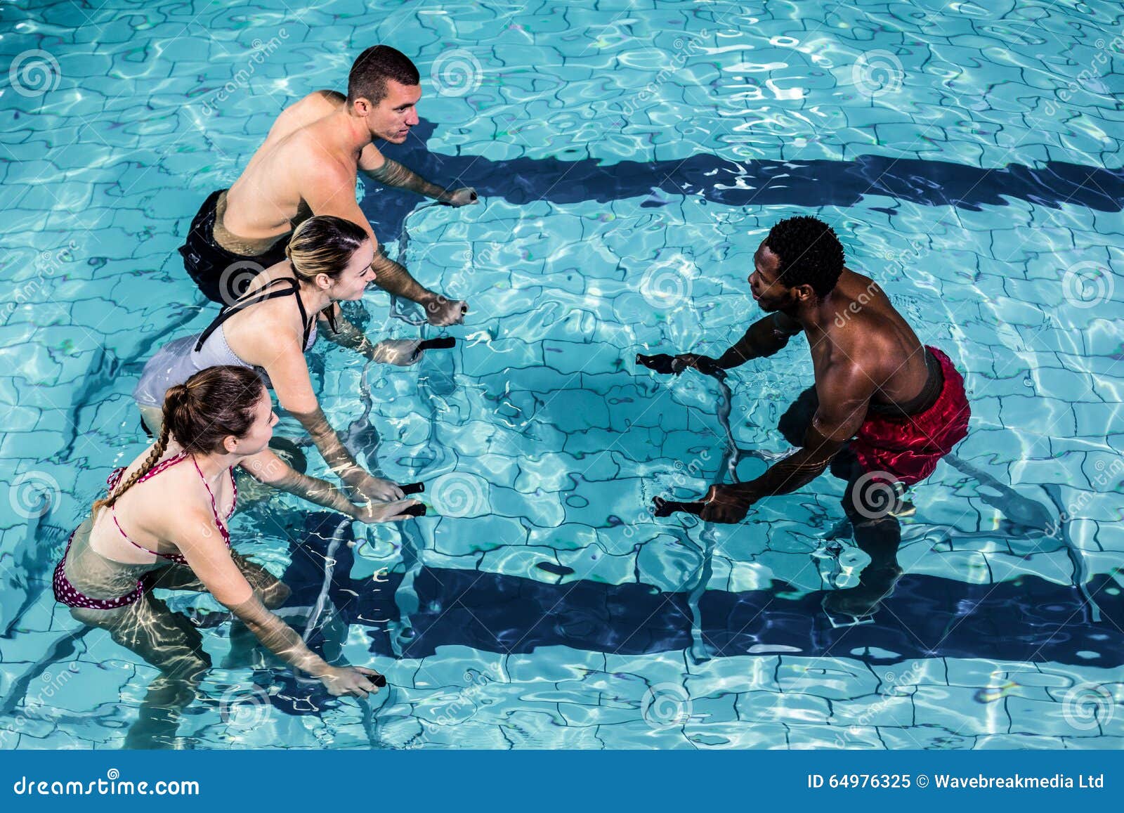 Fitness Class Doing Aqua Aerobics on Exercise Bikes Stock Image Image