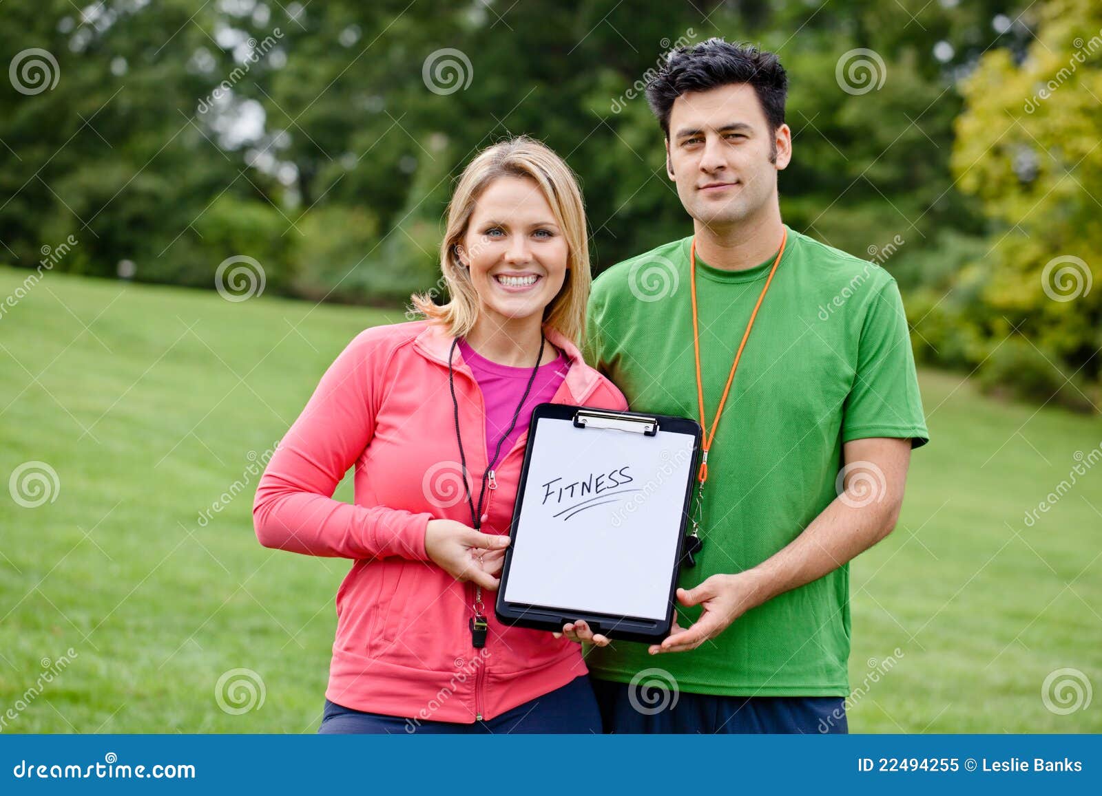 Fitness Coaches with Clipboard Stock Image Image of whistle, people