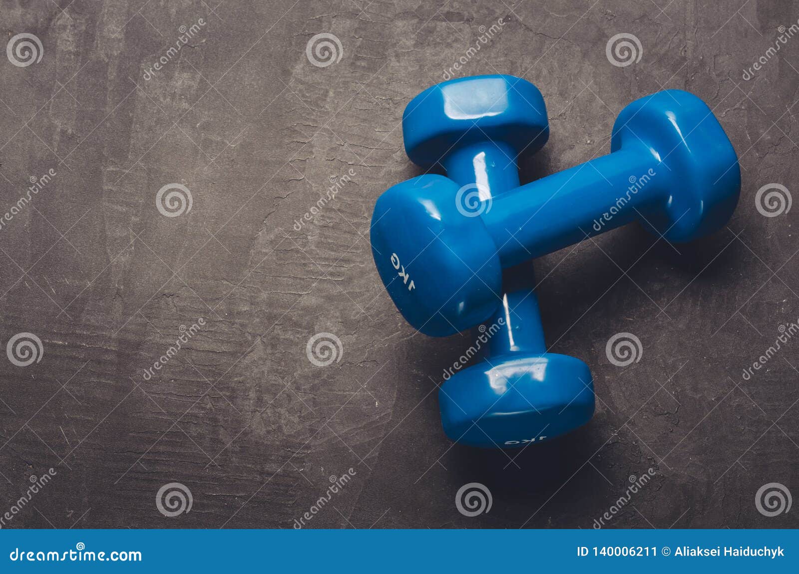 Fitness Concept with Blue Dumbbells/ Fitness Concept with Blue ...