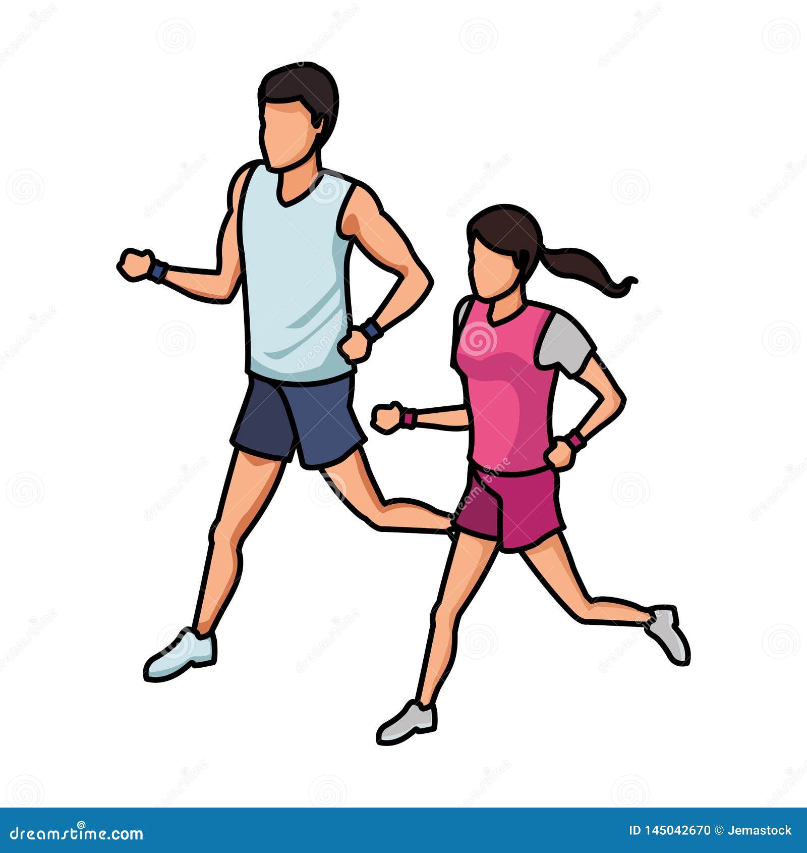 Fitness Couple Running Avatar Stock Vector - Illustration of anonymous ...