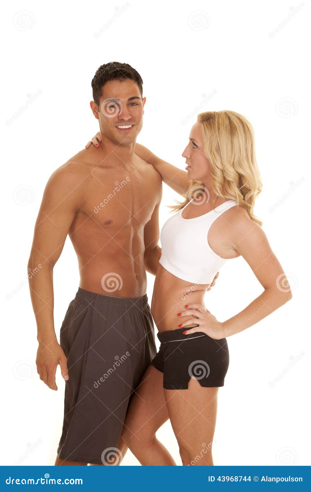 Fitness Couple White Sports Bra Man No Shirt Stock Photo - Image of  attractive, couple: 43968744