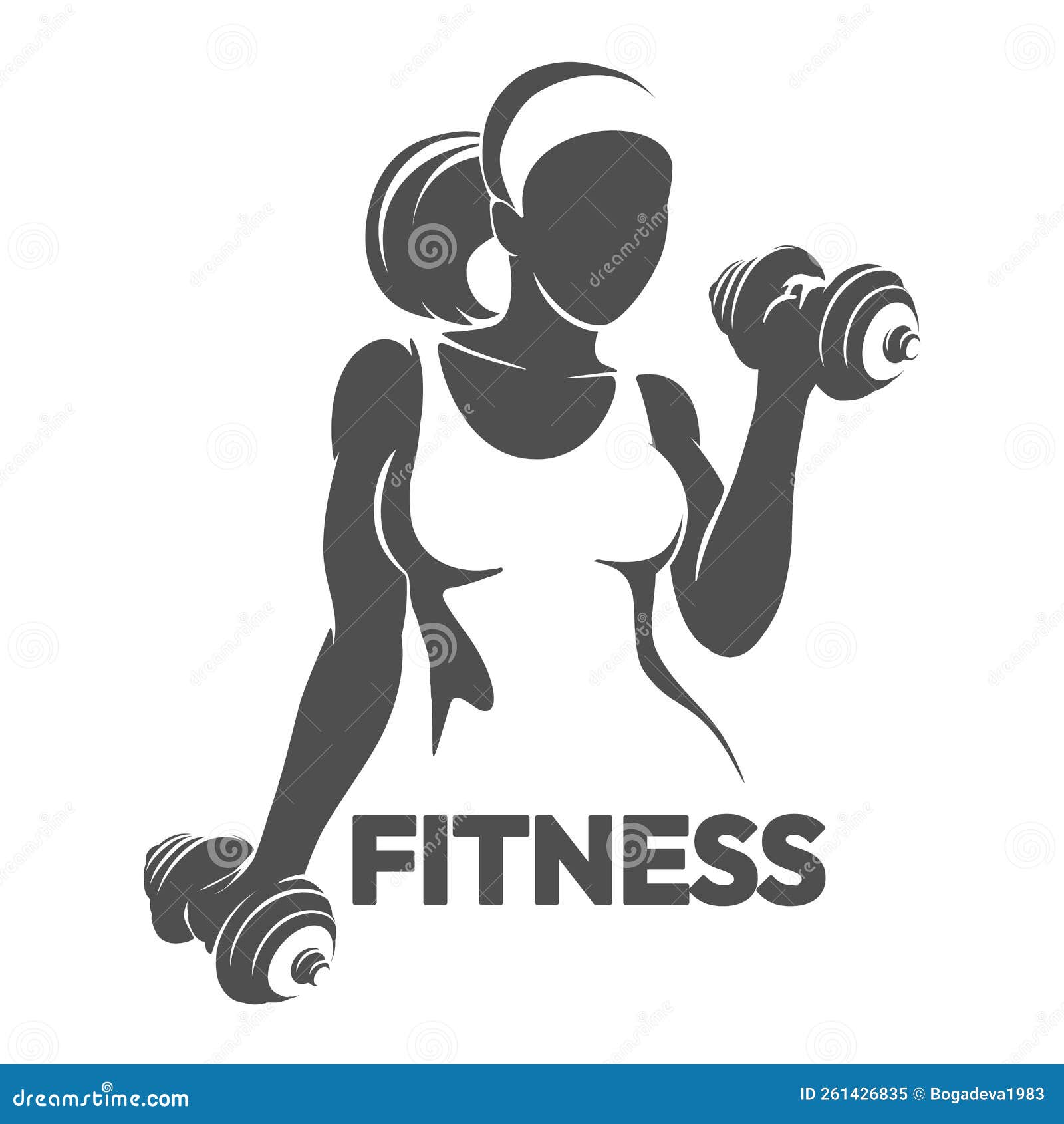 Fitness Emblem with Athletic Girl Holds Dumbbell Stock Vector ...