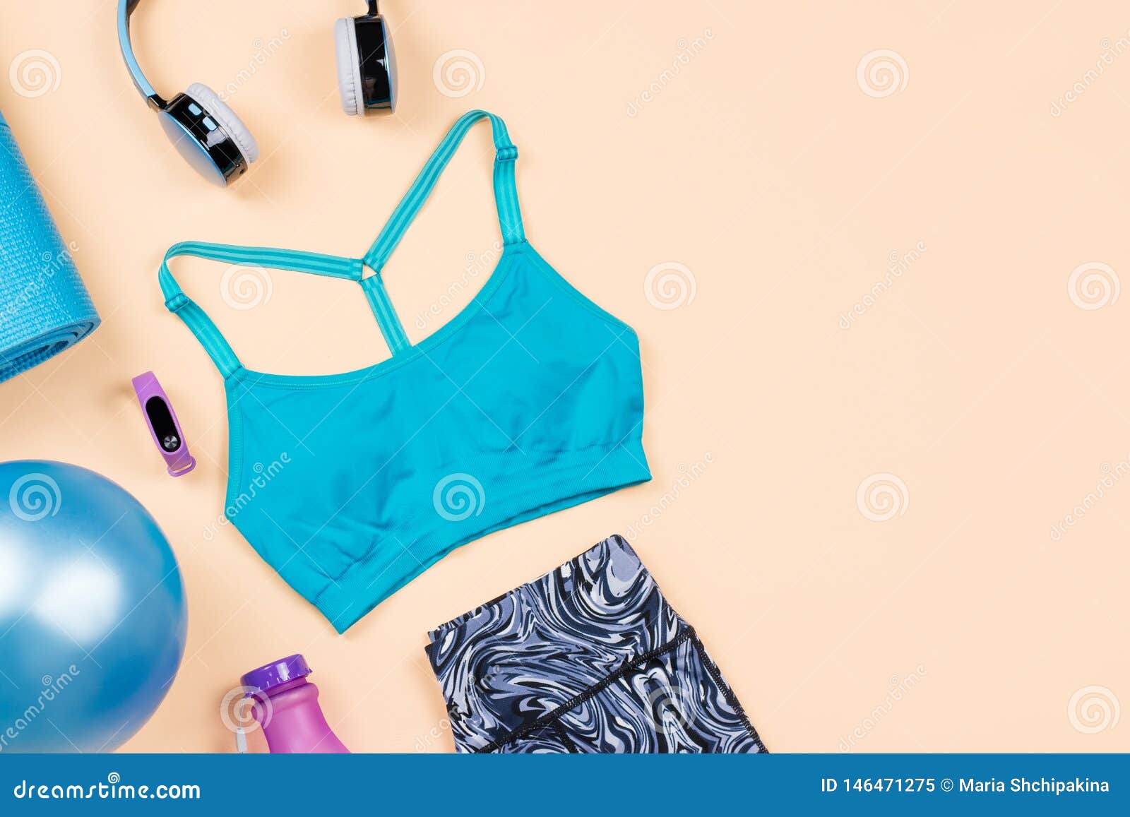 Fitness Equipment Woman Workout Accessories And Clothes Flat Lay Top View  Fitness Background Stock Photo - Download Image Now - iStock