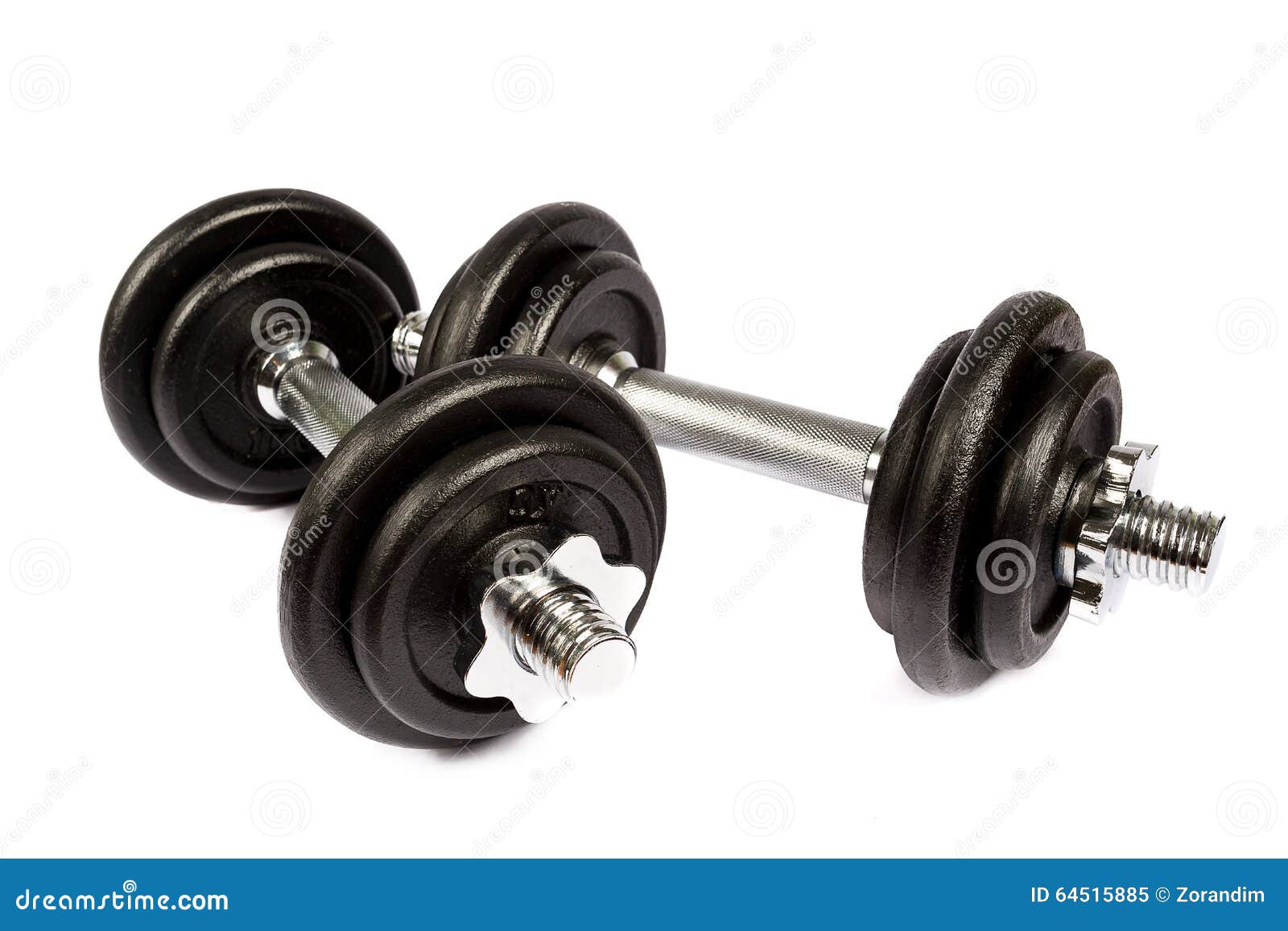Fitness Exercise Equipment Dumbbell Weights on White Background Stock