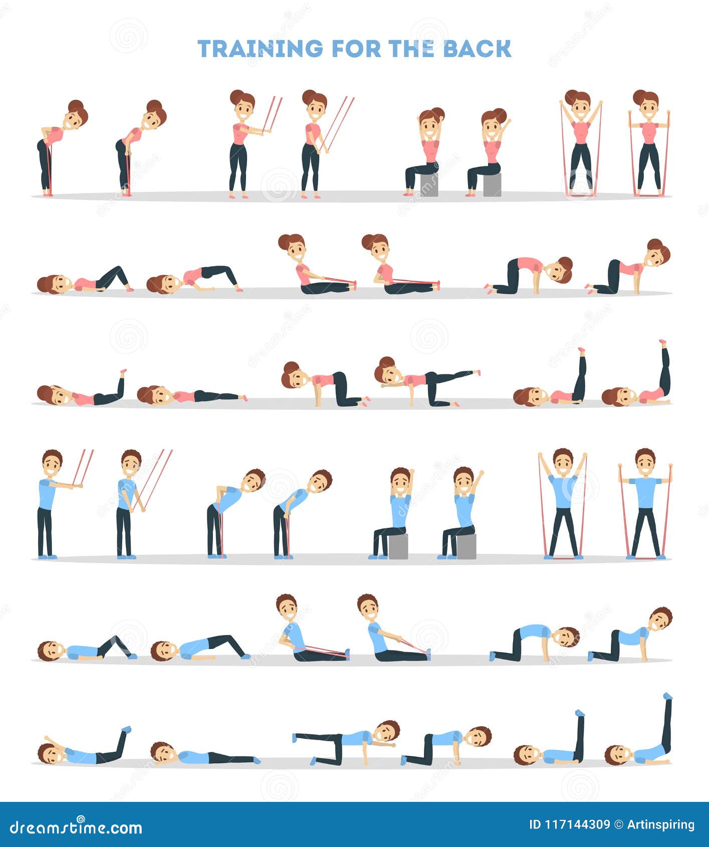 Fitness Exercises Set Stock Vector Illustration Of Home