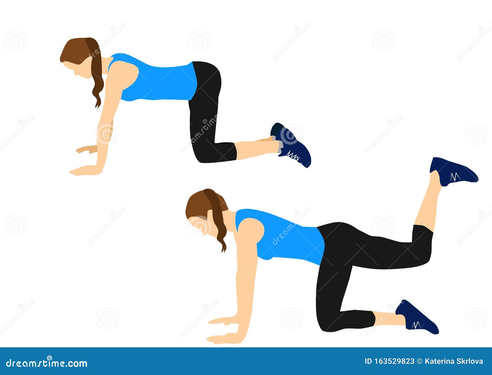 Fitness Exercises For Your Better Workout - Donkey Kicks Stock ...