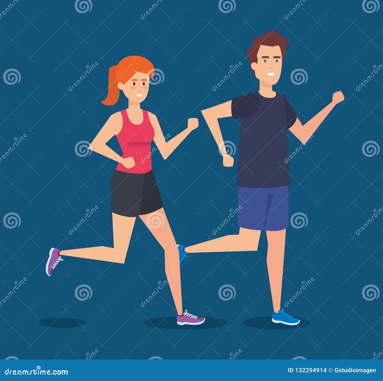 Fitness Girl and Boy Design Stock Vector - Illustration of running ...
