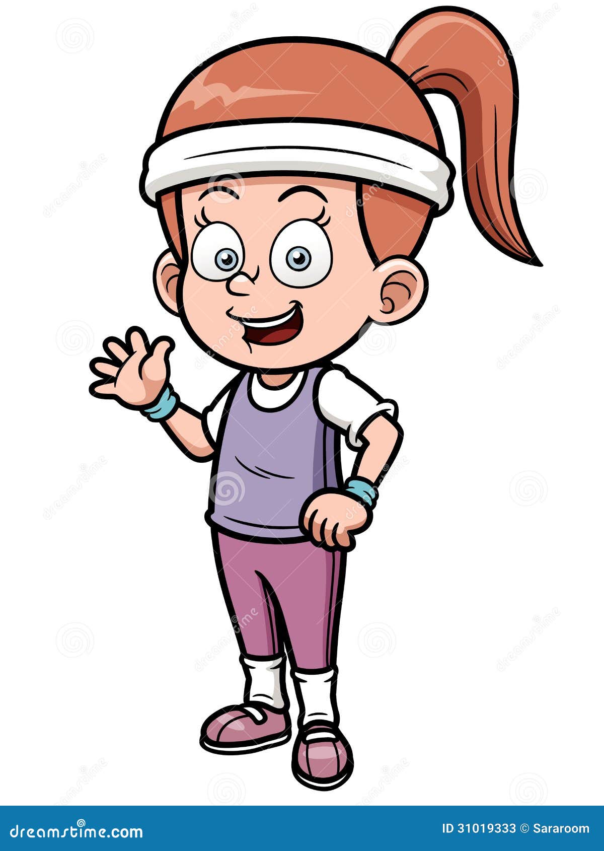 Brunette Healthy Skinny Girl Cartoon Character Illustration