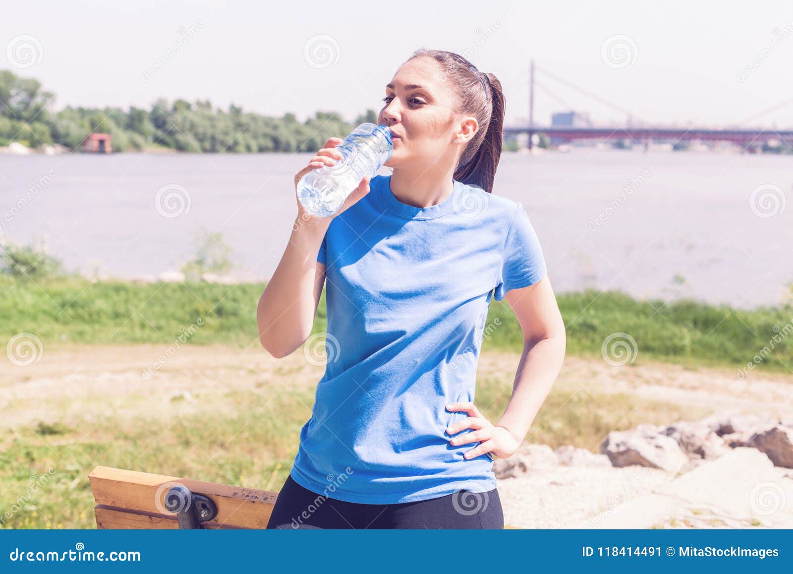 Fitness girl refreshing stock image. Image of outdoor - 118414491