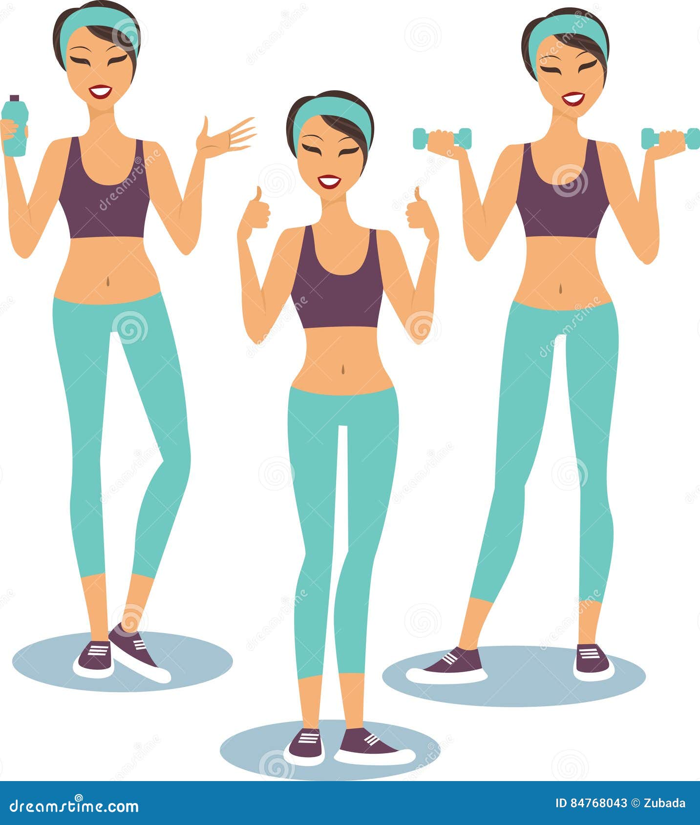 Fitness girl Set stock vector. Illustration of cartoon 84768043