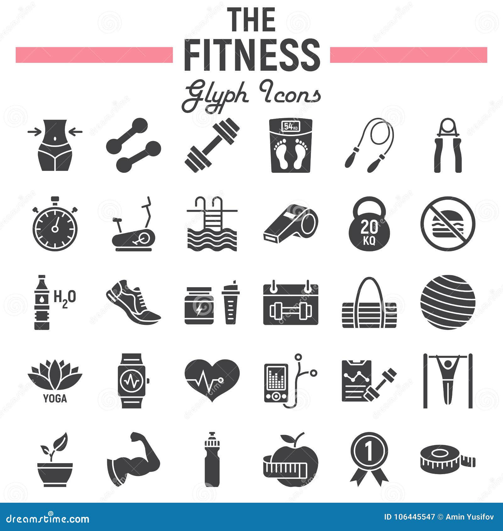 Fitness symbols. Sport exercise stylized people making exercises