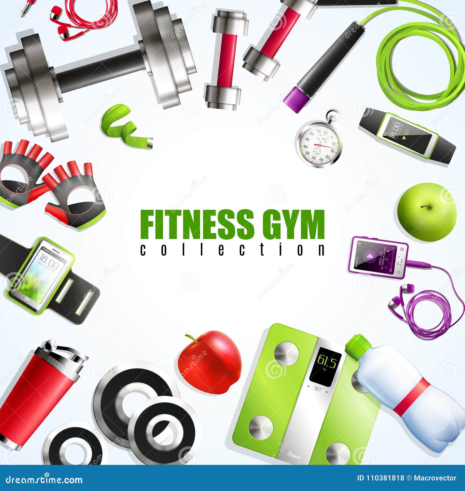 Premium Vector  Realistic fitness elements gym women accessories girls yoga  objects different sport devices realisti