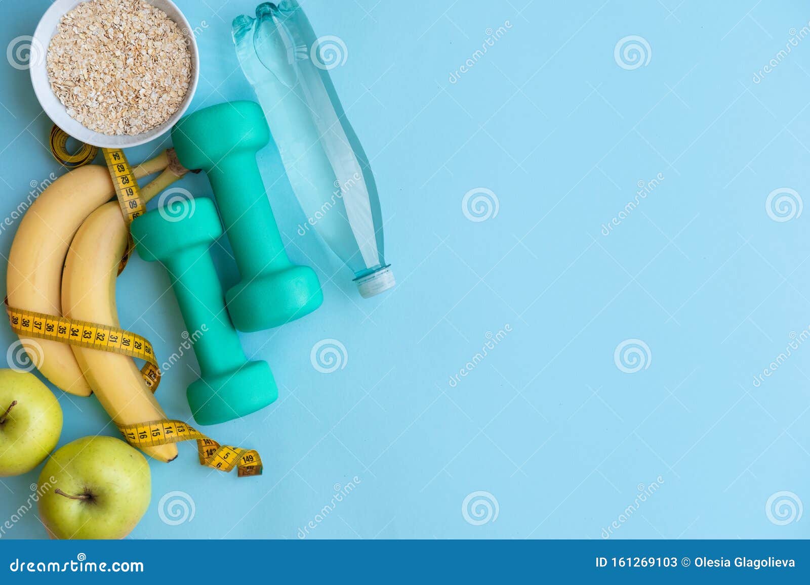 fitness, healthy and active lifestyles concept on blue background. copy space.