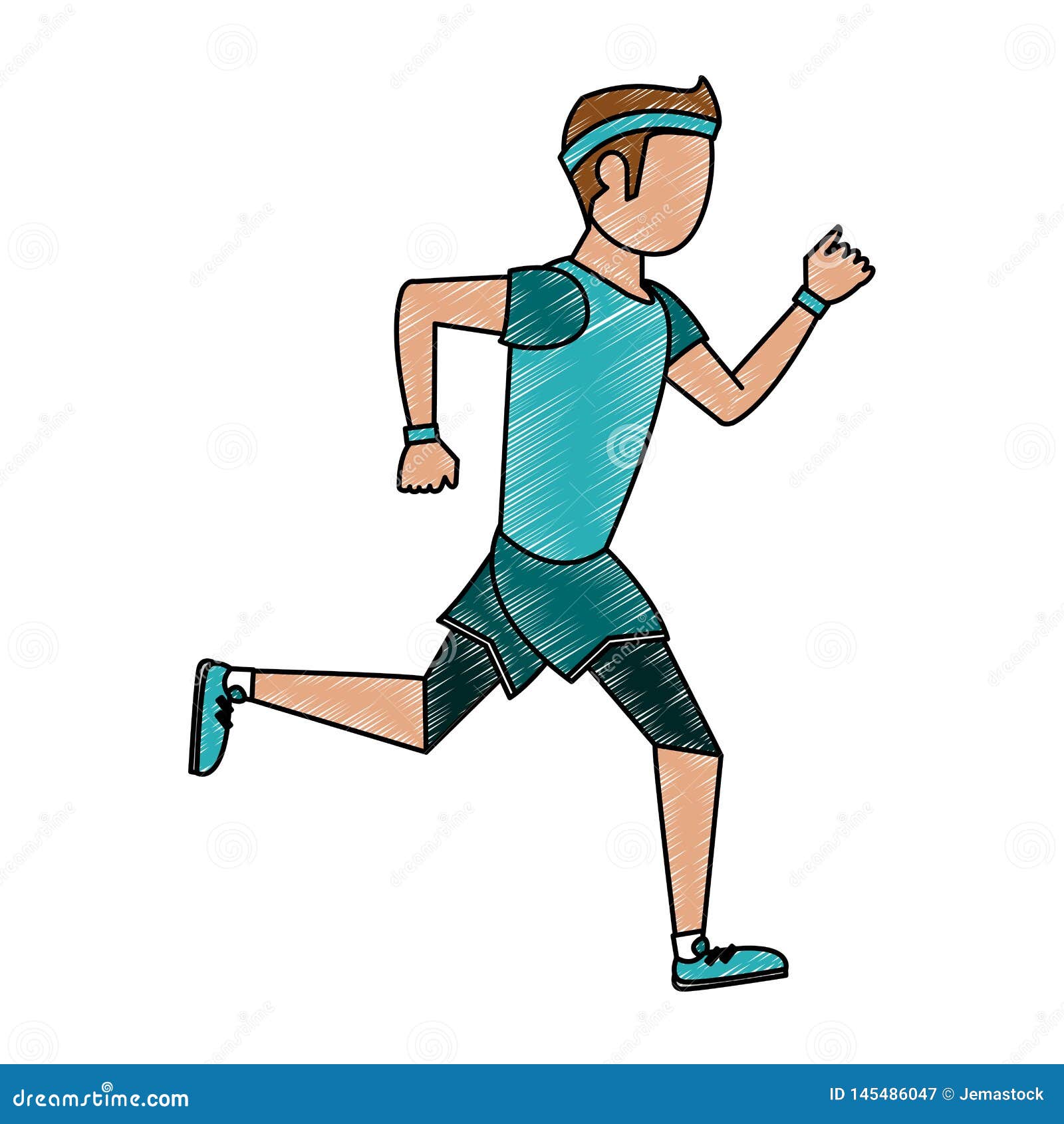 Fitness Man Running Scribble Stock Vector - Illustration of footwear ...