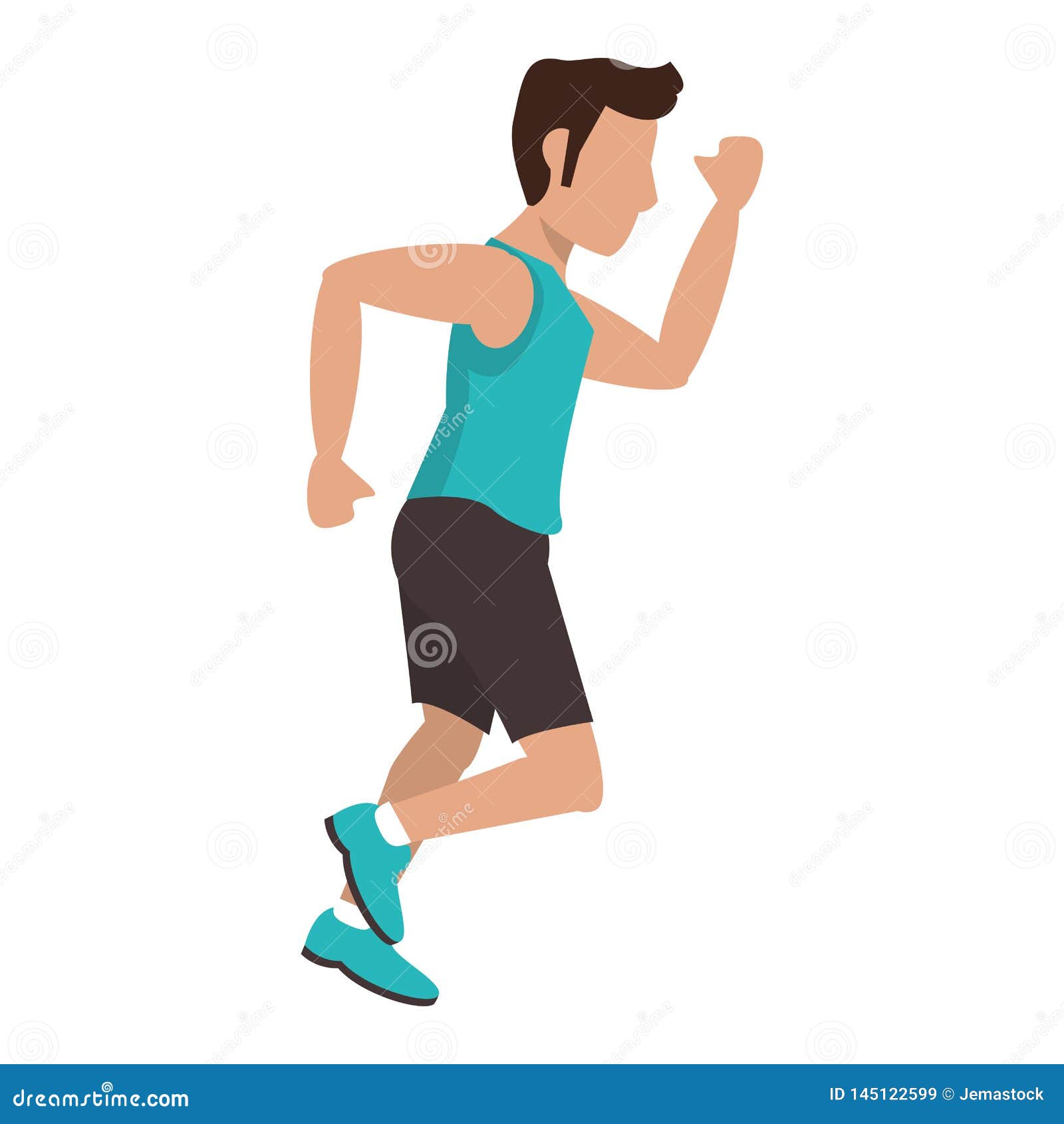 Fitness Man Running Sideview Stock Vector - Illustration of exercise ...