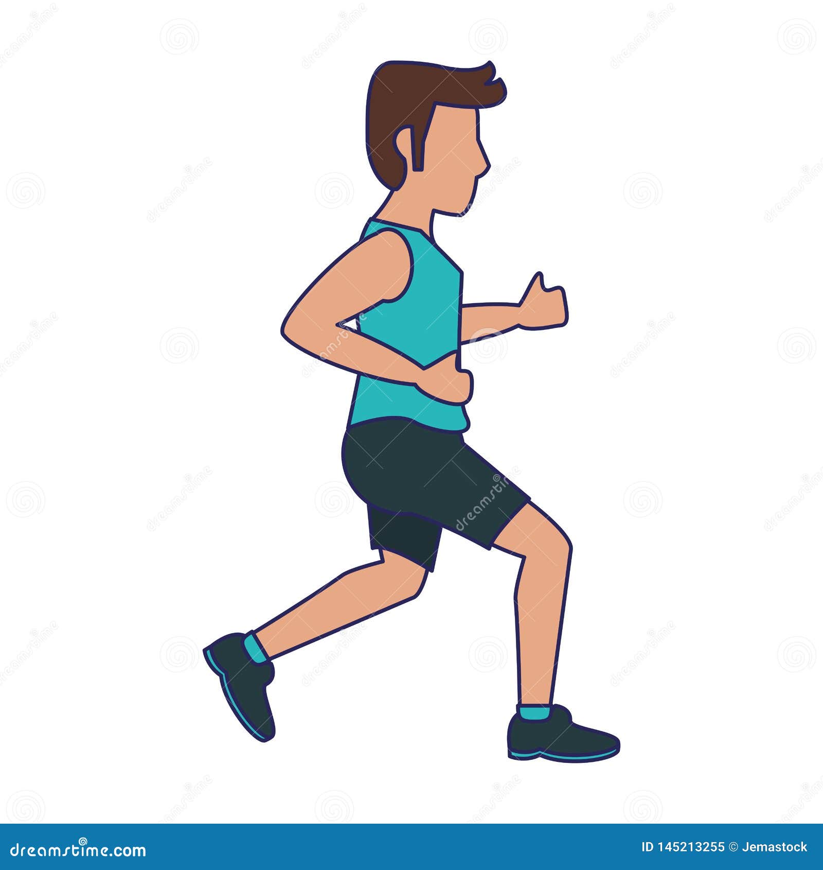 Fitness Man Running Sideview Blue Lines Stock Vector - Illustration of ...