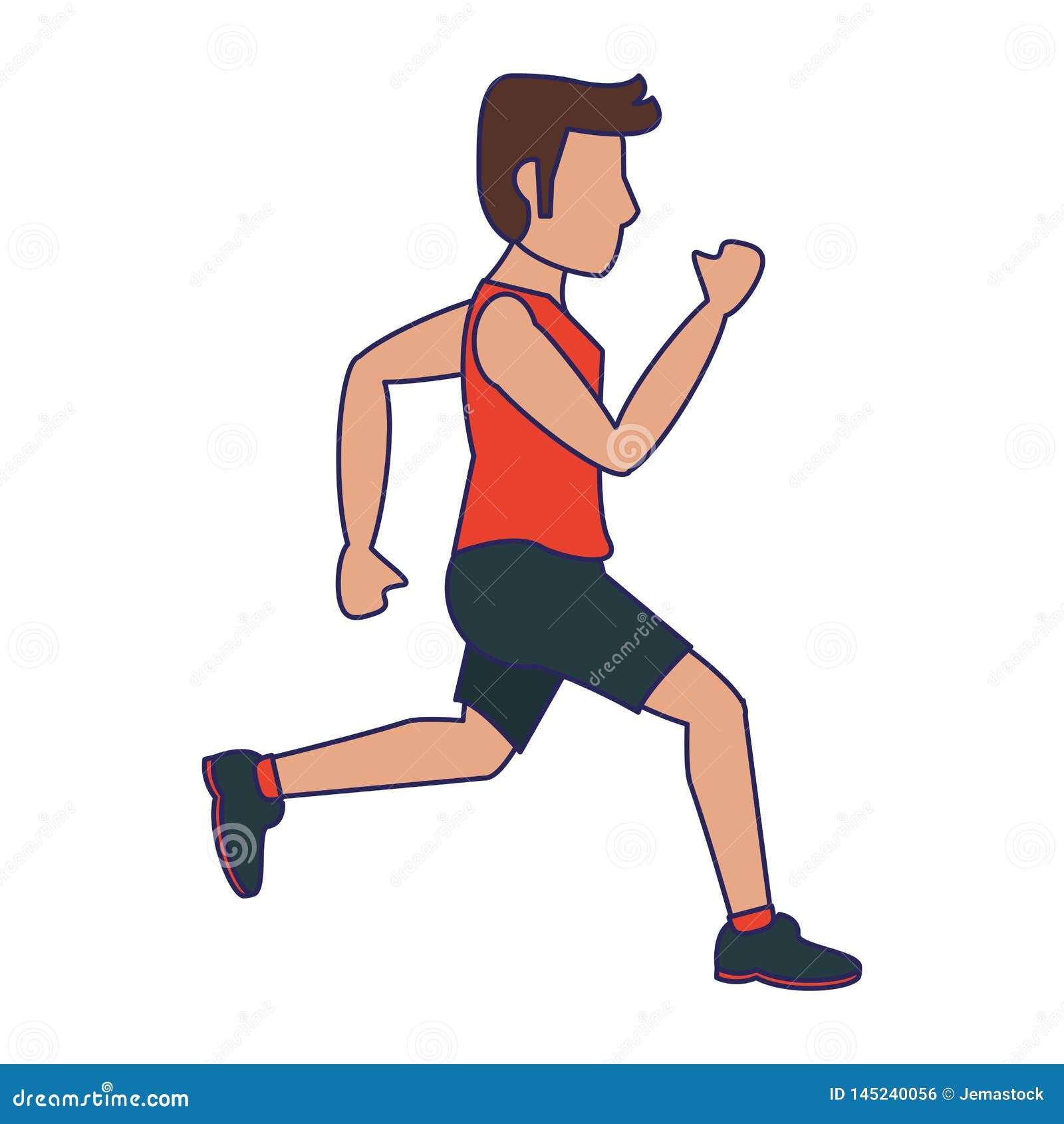 Fitness Man Running Sideview Blue Lines Stock Vector - Illustration of ...