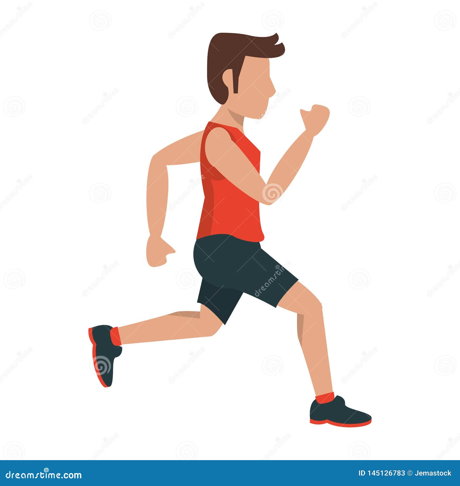 Fitness Man Running Sideview Stock Vector - Illustration of running ...