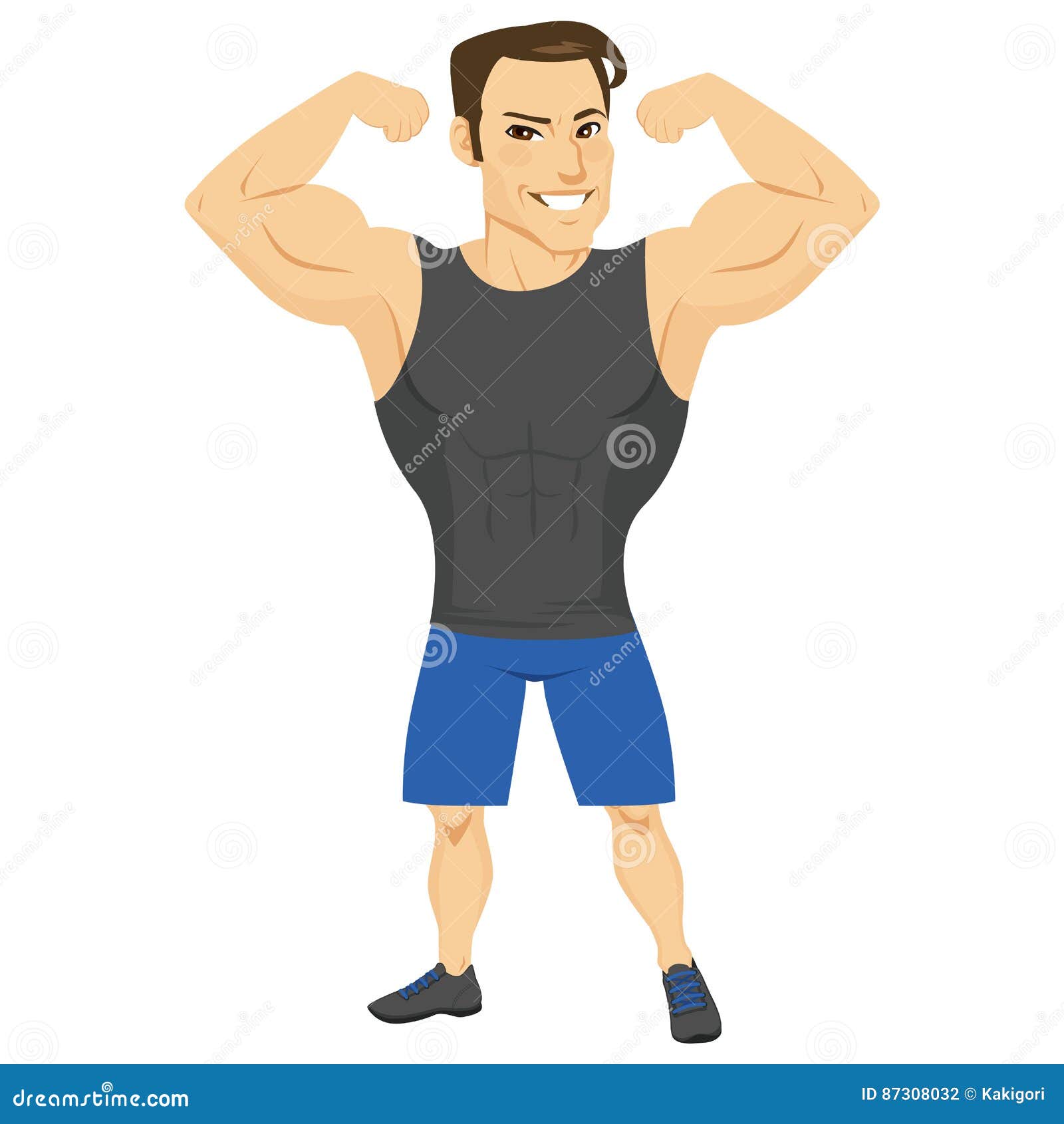 Fitness Muscular Man stock vector. Illustration of pose - 87308032