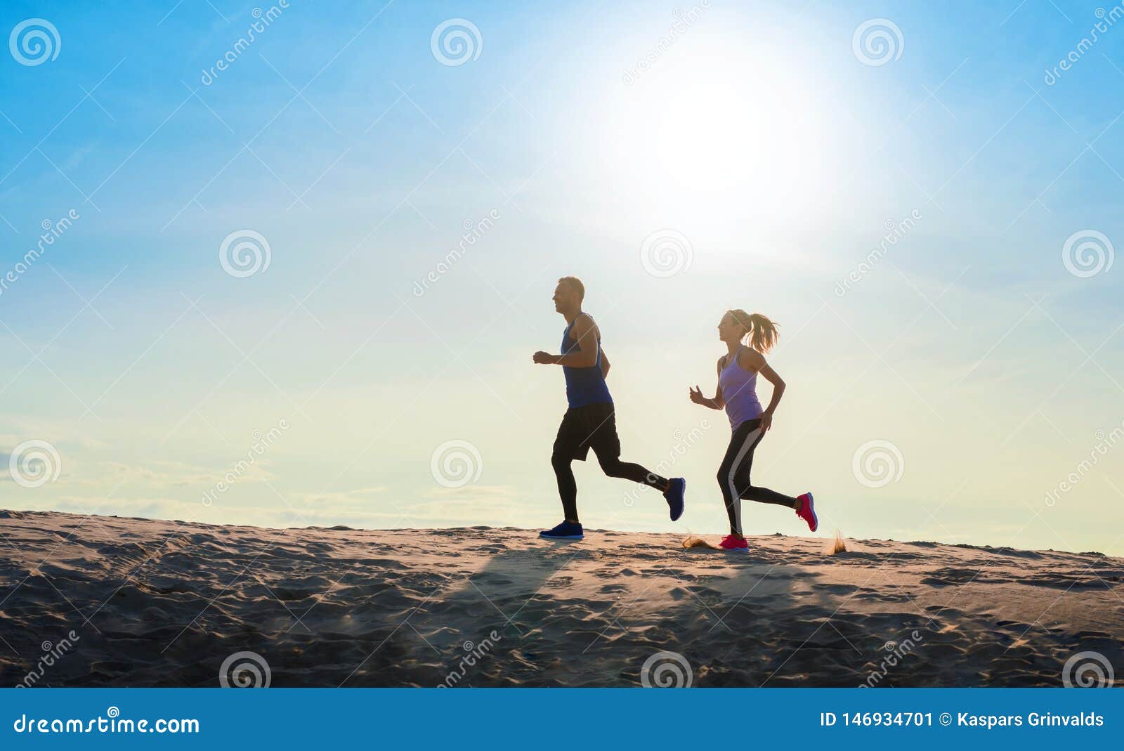 fitness sport couple running jogging outside