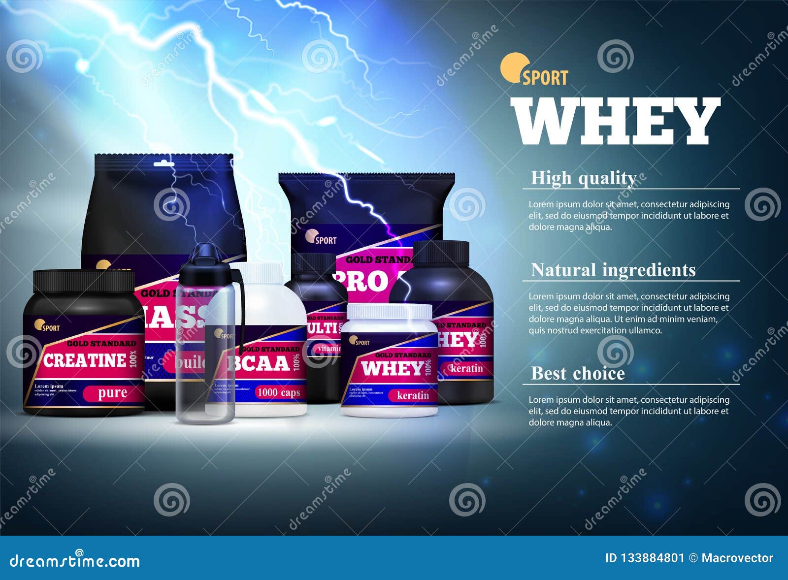 Fitness Sport Protein Advertising Stock Vector Illustration of