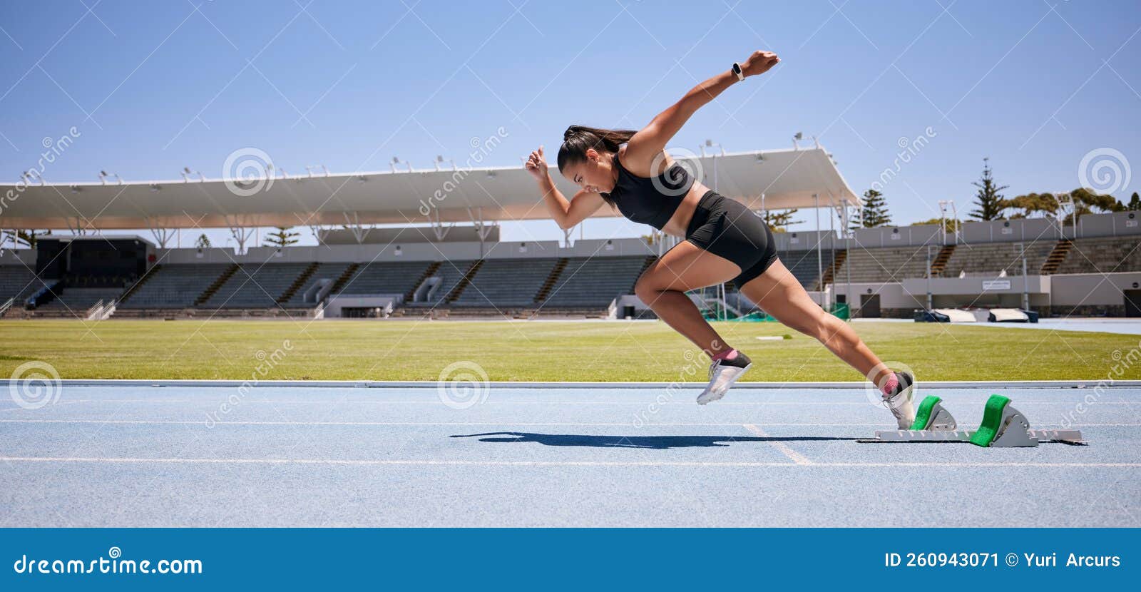 Portrait, start and black woman with race, training and healthy